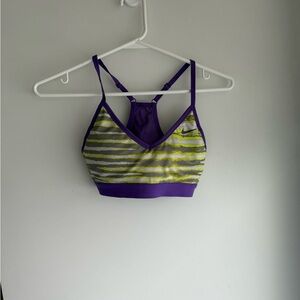 Nike Purple and Yellow Striped Sports Bra
